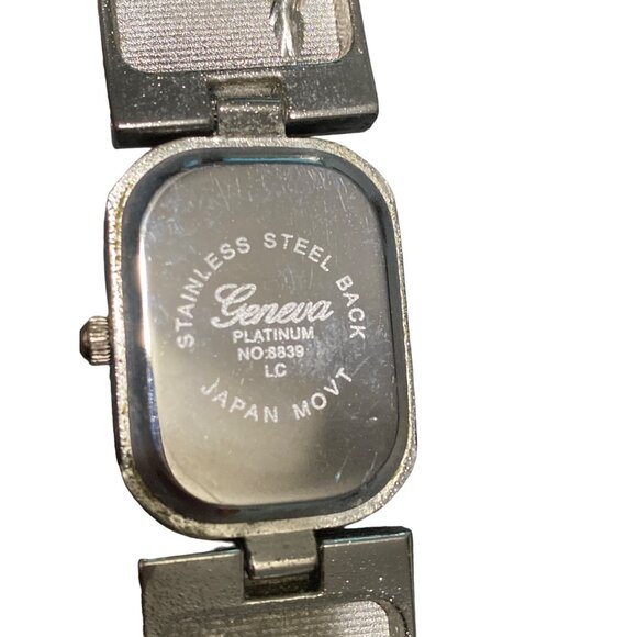 Geneva Womens Stainless Steel Back Watch With Colorful Enamel Face & Rhinestone - Picture 4 of 15